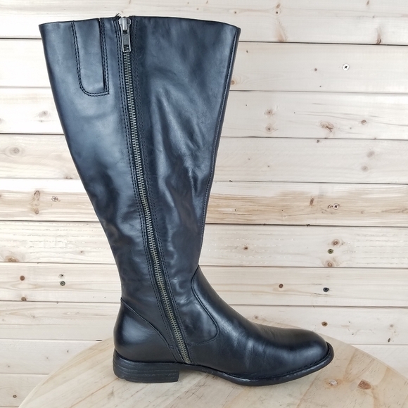 Born Womens 6 M North F71009 Black Leather Side Zip WIDE CALF Riding Boots NEW - Picture 6 of 13
